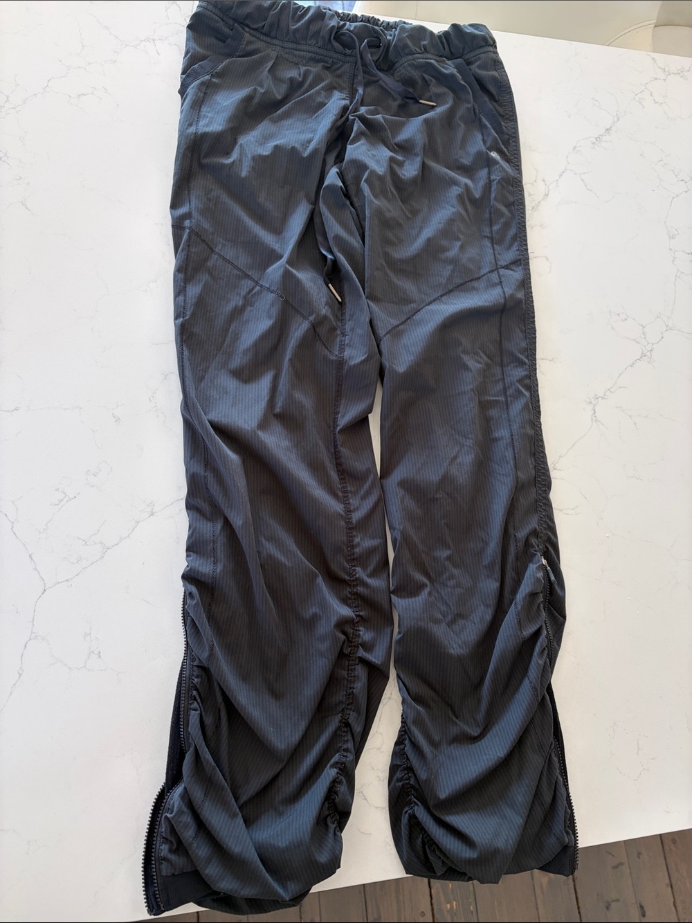 Men's Drawstring Active Pants - Charcoal GRAY with a zippers on the side